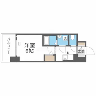 エスリード難波ザ・アーク【6階】の間取り