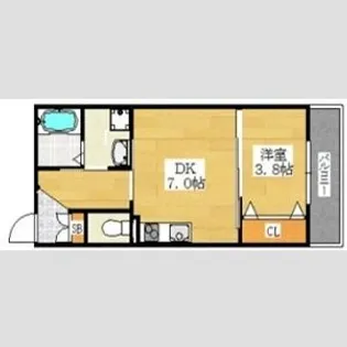 Queen’sCourt住吉長居【3階】の間取り