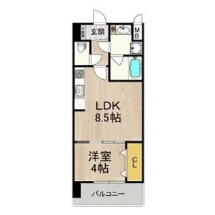 スプランディッド難波SOUTH【4階】の間取り