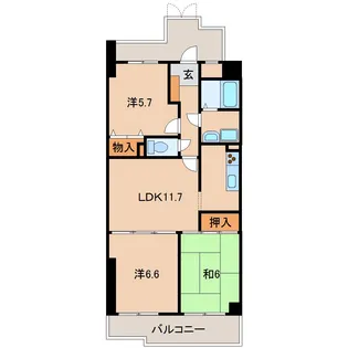 グランドハイツサンシャイン【7階】の間取り