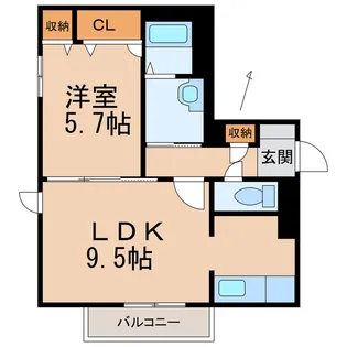 テラス新中通【1階】の間取り