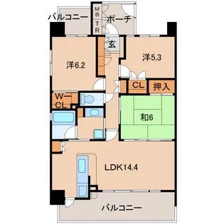 ハイネスクラウズ和歌山【9階】の間取り