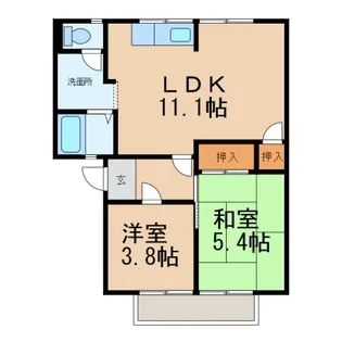 グリーンハイツしあわせ【2階】の間取り
