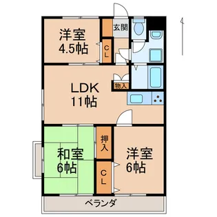 グリーンヒル【3階】の間取り