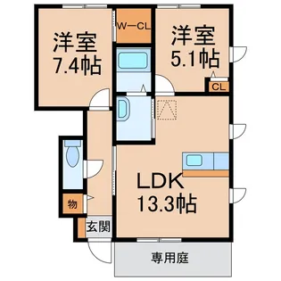 2LDKの間取り画像