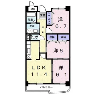 グラース アンジュⅠ【1階】の間取り