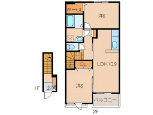 クラージュⅡ【2階】の間取り