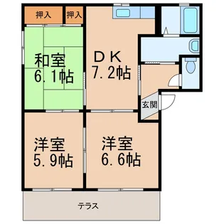 エクセレンス六十谷【1階】の間取り