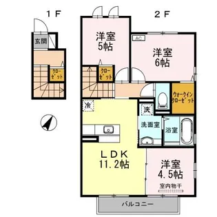 ラ シェル デュー B棟【2階】の間取り