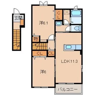 アジュール湊【2階】の間取り