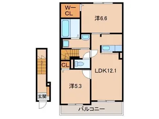 レディーバードⅡ【2階】の間取り