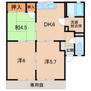 グリーンフルタカタB棟【1階】の間取り