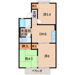 グリーンフルタカタA棟【2階】の間取り