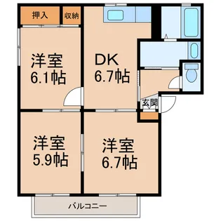 シャーメゾンくすの木【2階】の間取り