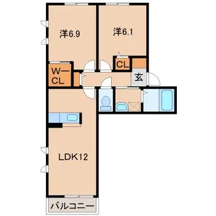 2LDKの間取り画像