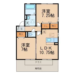 ウィルモア・ロッシェ A棟【1階】の間取り