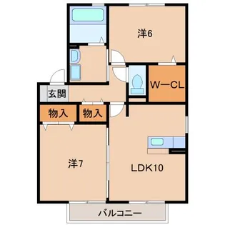 ウィルモアシャトーB棟【2階】の間取り