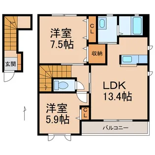MAST COURT鳴神【2階】の間取り
