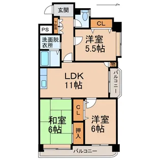 グランメール美園【5階】の間取り