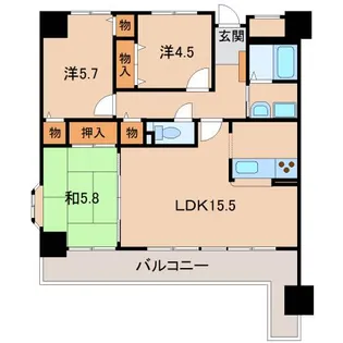 ライオンズマンションリバーサイド布施屋【7階】の間取り