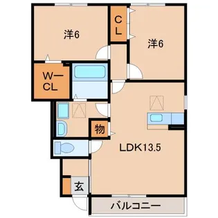 D-room秋月 B棟【1階】の間取り