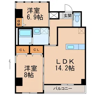 レジデンスヒルズ ザ ワカヤマ【2階】の間取り