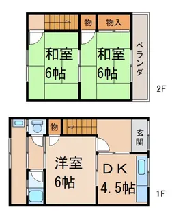 尾﨑住宅B北棟(2戸1)の間取り