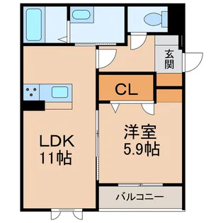 プロヌーブ今福Ⅱ【2階】の間取り