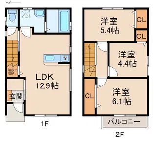 シアラ毛見Ⅳ B棟の間取り