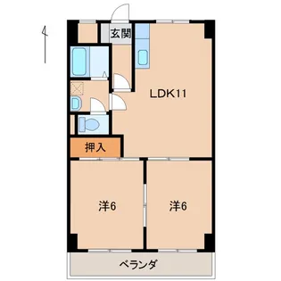 第2ルネみなと【1階】の間取り