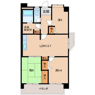 グランディール山十【5階】の間取り
