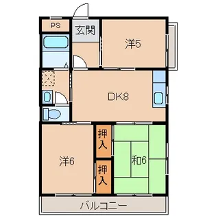ハイツ紀ノ国【3階】の間取り
