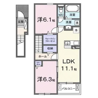 和歌山県岩出市中迫【アパート】の間取り