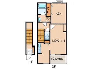 和歌山県和歌山市園部【アパート】の間取り