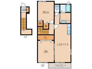 和歌山県紀の川市下井阪【アパート】の間取り