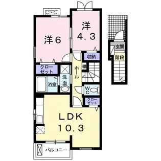 リノ小松原 Ⅱ【2階】の間取り