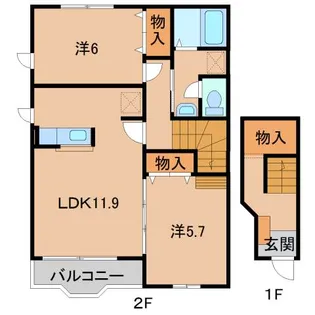和歌山県橋本市しらさぎ台【アパート】の間取り