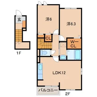 和歌山県和歌山市加納【アパート】の間取り
