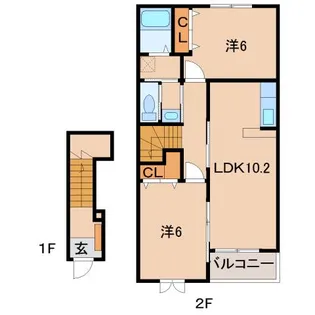 和歌山県和歌山市本渡【アパート】の間取り