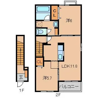 和歌山県橋本市神野々【アパート】の間取り