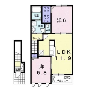 和歌山県御坊市湯川町財部【アパート】の間取り