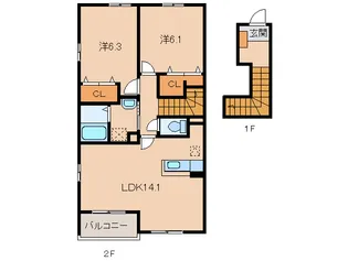 和歌山県岩出市東坂本【アパート】の間取り