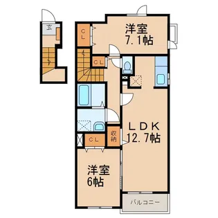 和歌山県岩出市曽屋【アパート】の間取り