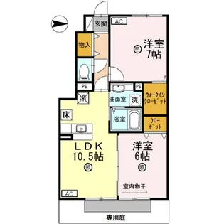D-room内原 B棟【1階】の間取り