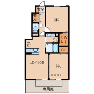 D-room内原 B棟【1階】の間取り