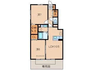 D-room内原B棟【1階】の間取り