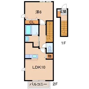 和歌山県和歌山市鳴神【アパート】の間取り