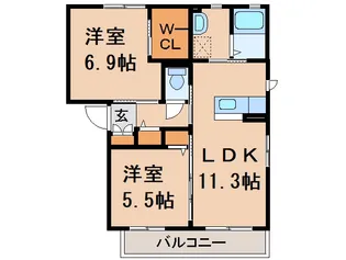 シャーメゾン新堂Ⅲ【2階】の間取り