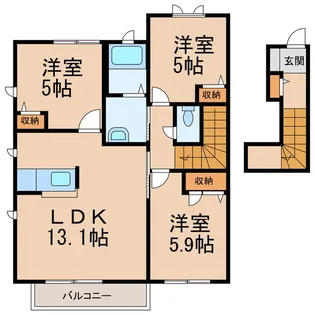 和歌山県和歌山市井辺【アパート】の間取り