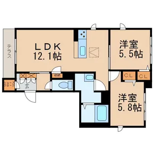 和歌山県和歌山市黒田【マンション】の間取り